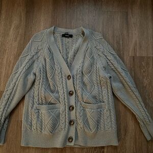 Forever 21 Gray Cable Knit Cardigan